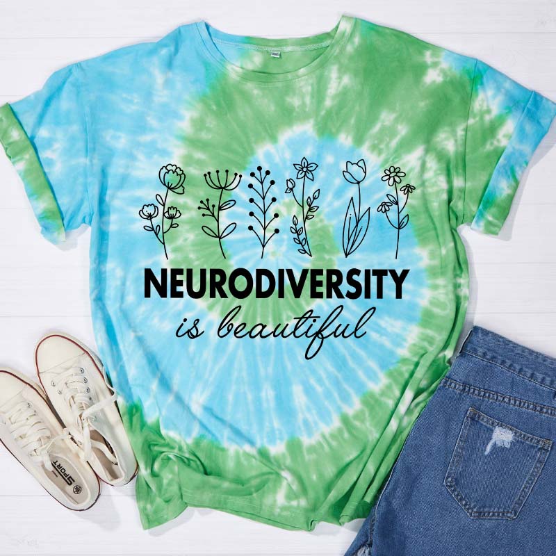 Neurodiversity Is Beautiful Teacher Tie-dye T-Shirt
