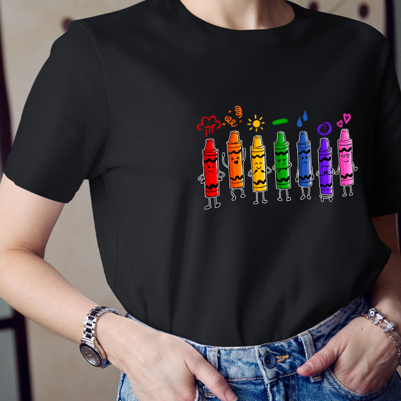 Mood Color Crayons Teacher T-Shirt