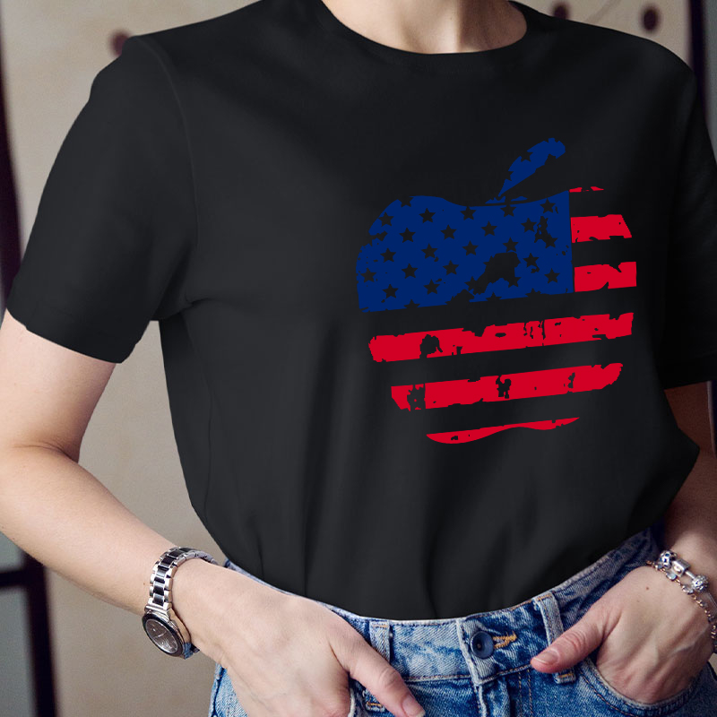 Flag Apple Teacher T-Shirt