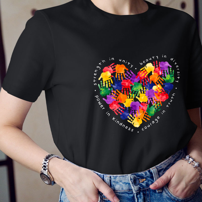 Colorful Little Hands Form A Love Heart Teacher T-Shirt