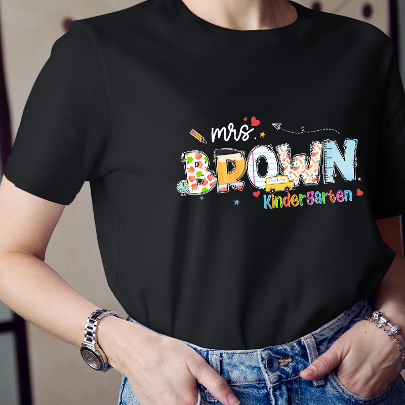 Personalized Colorful Name And Grade Teacher T-Shirt