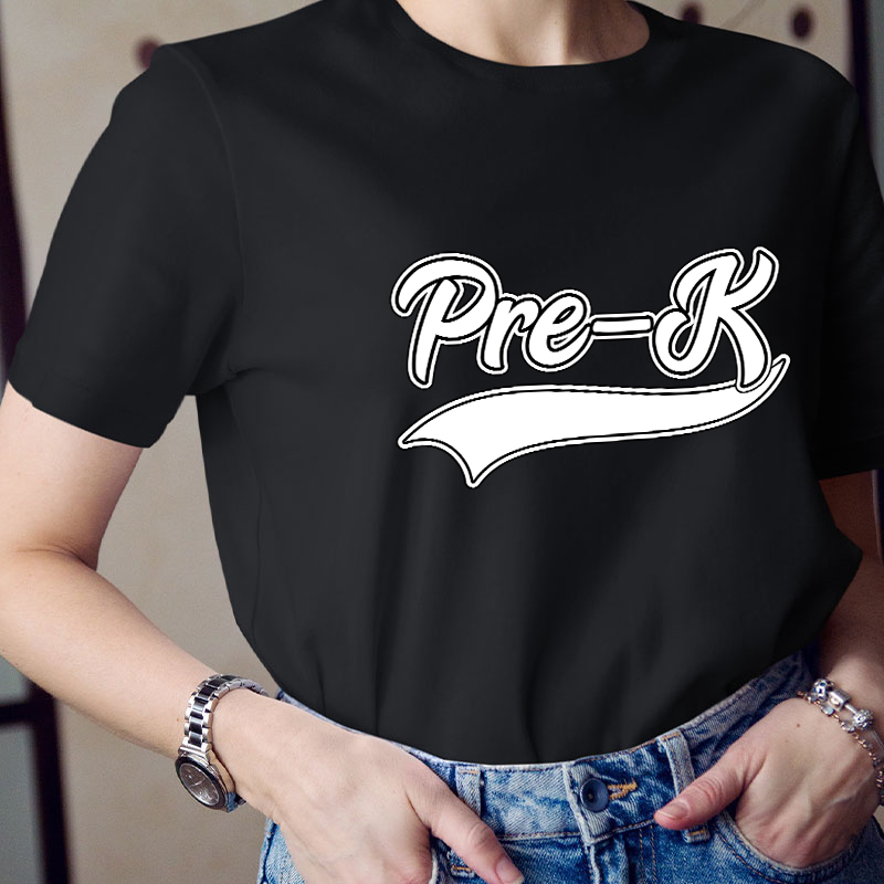 Personalized Black And White Simple Lines Teacher T-Shirt