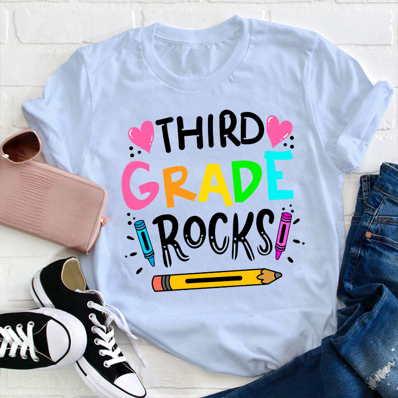 Personalized Grade Rocks Teacher T-Shirt