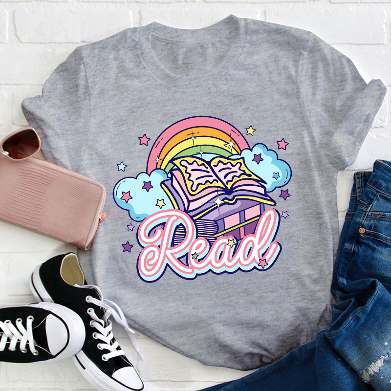 Cute Rainbow Read Teacher T-Shirt