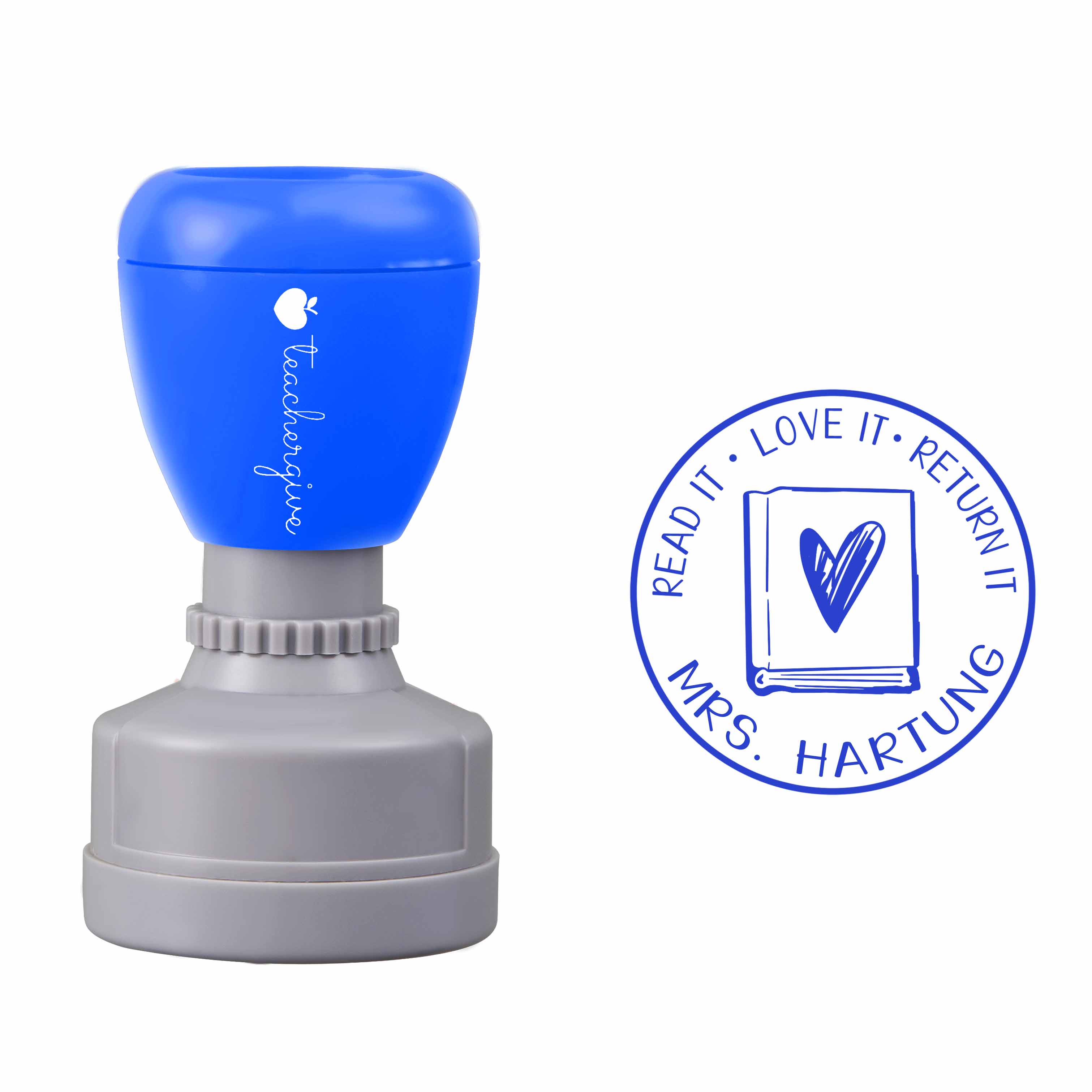 Personalized Name Read Love Return It Teacher Stamp