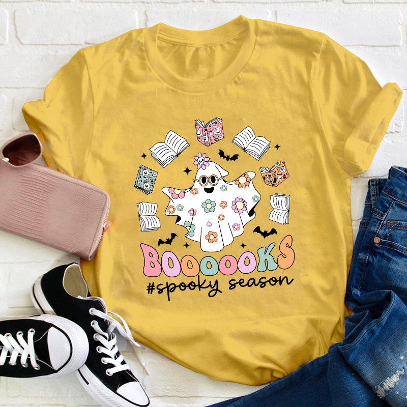 Boooooks Spooky Season Teacher T-Shirt