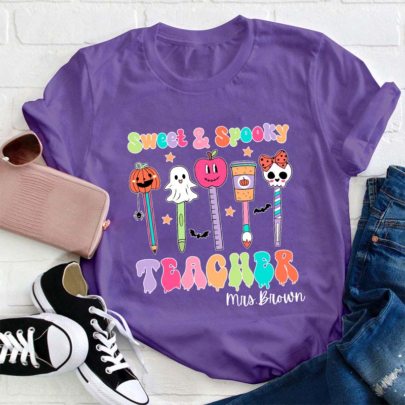 Personalized Name Sweet Spooky Teacher T-Shirt