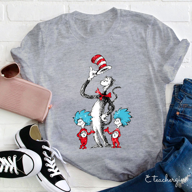 Cat In The Hat Thing One Thing Two Teacher T-Shirt