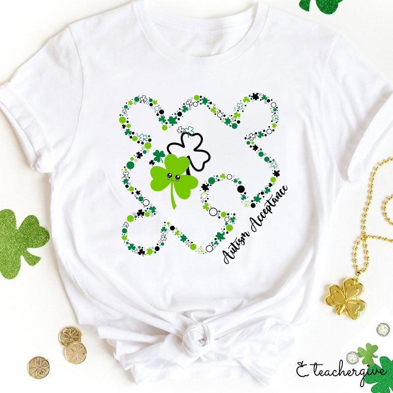 Puzzle Autism Acceptance Teacher T-Shirt