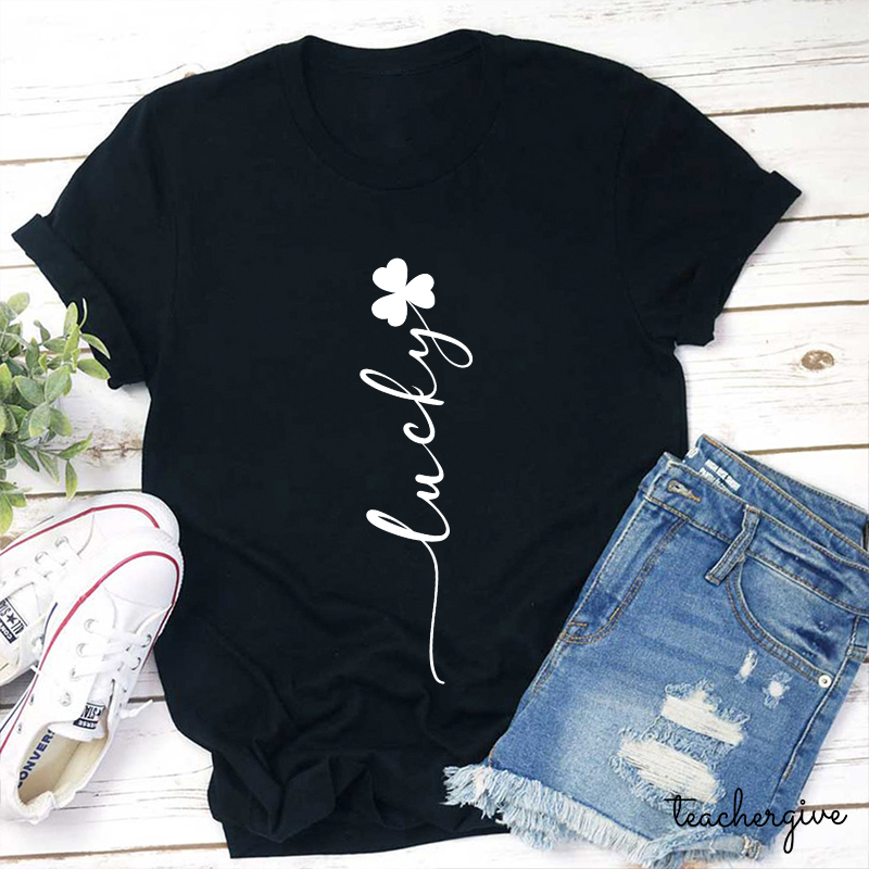 Clover Flower Lucky Stem Teacher T-Shirt