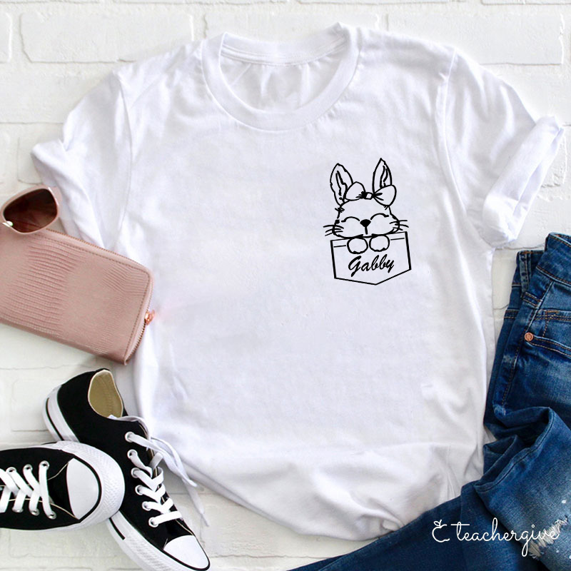Personalized Name Cute Rabbit Teacher T-Shirt