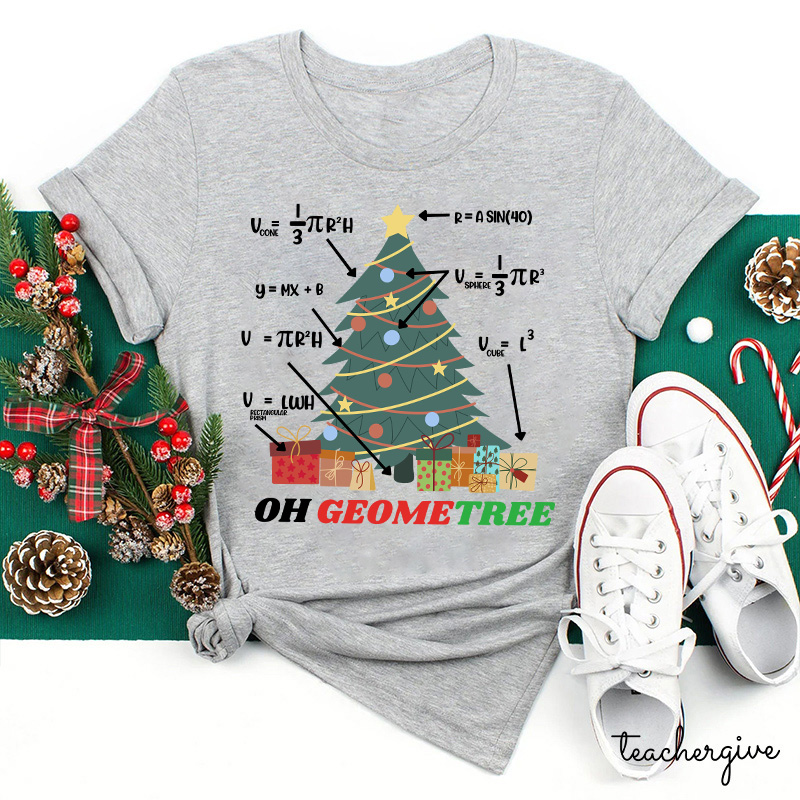 Oh Geometree Christmas Teacher T-Shirt