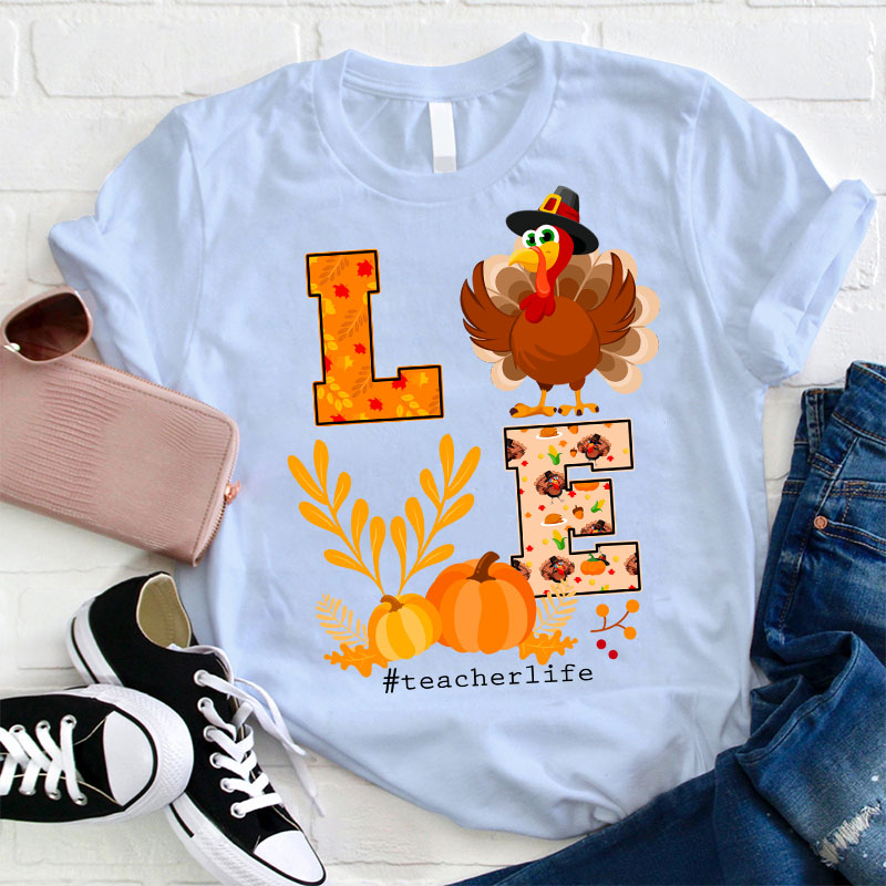 Turkey Pumpkin Love Teacher T-Shirt