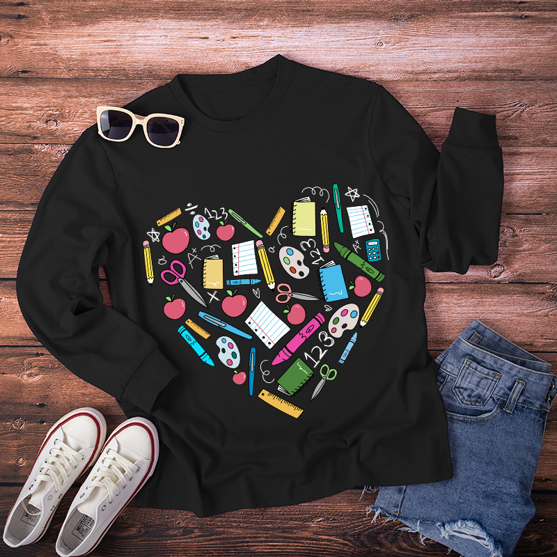 Teacher Heart Long Sleeve T-Shirt