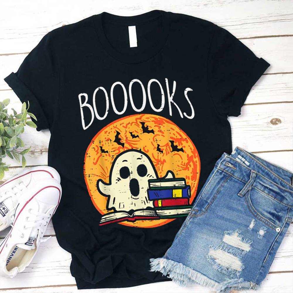 Booooks Ghost Reading Teacher T-Shirt