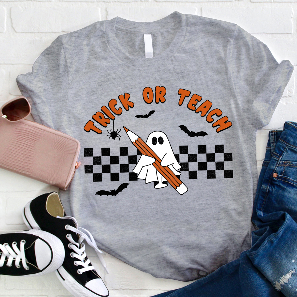 Trick Or Teach Cute Ghost Holding A Pencil T-Shirt