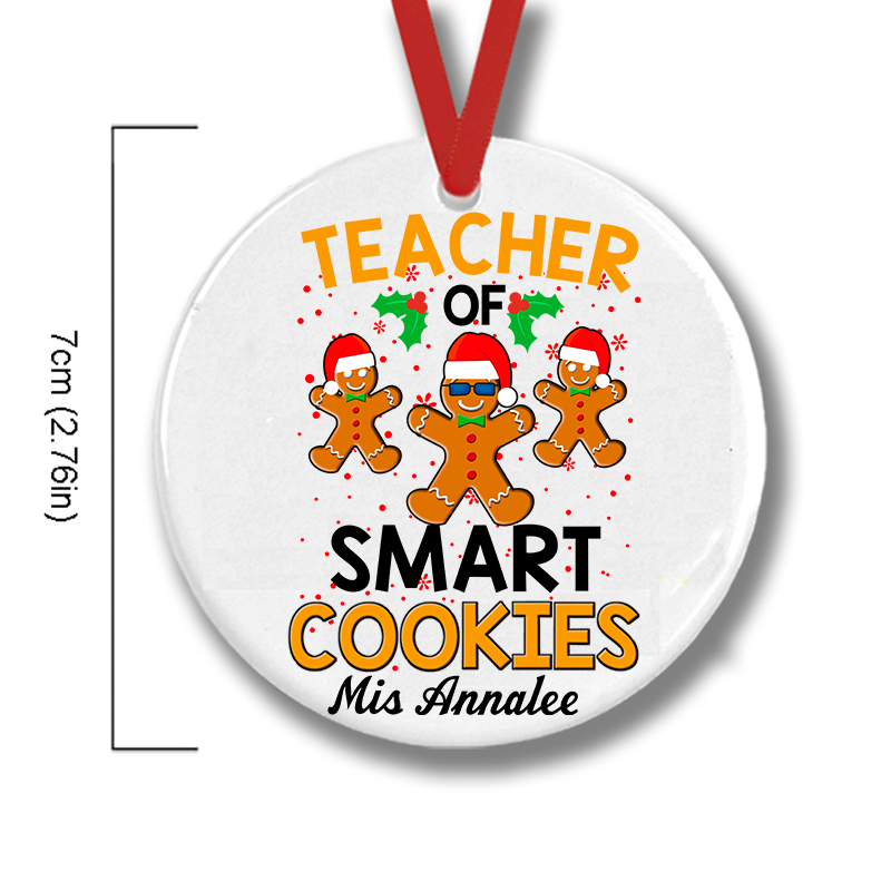 Personalized Teacher Of Smart Cookies Teacher Ceramic Christmas Ornament