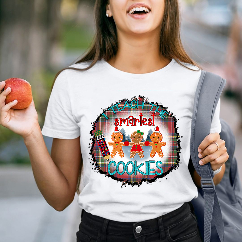 I Teach The Smartest Cookies Red Plaid Teacher T-Shirt