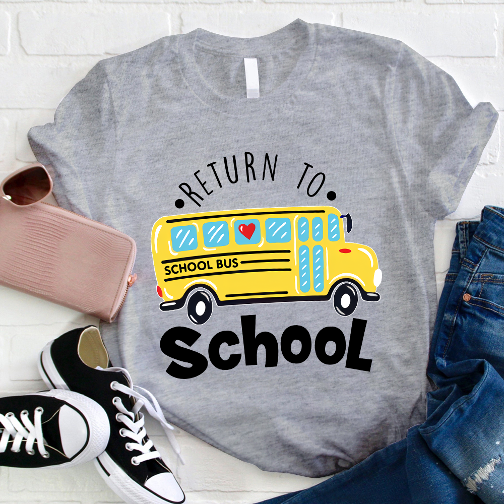 Return To School School Bus With Heart T-Shirt