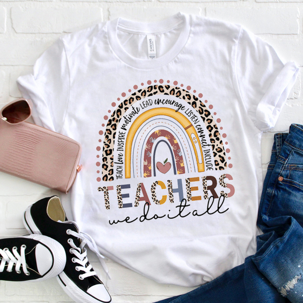 Teachers We Do It All Leopard Print T-Shirt