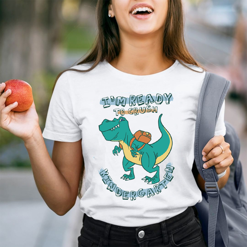 Personalized I'm Ready To Crush Kindergarten Green Dinosaurs  T-Shirt