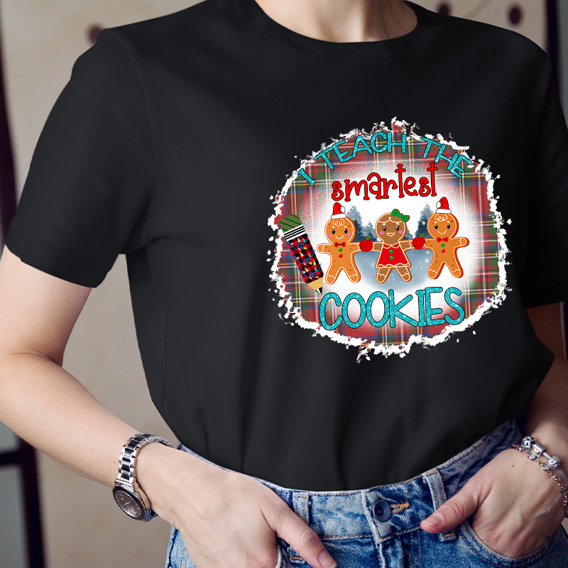 I Teach The Smartest Cookies Red Plaid Teacher T-Shirt