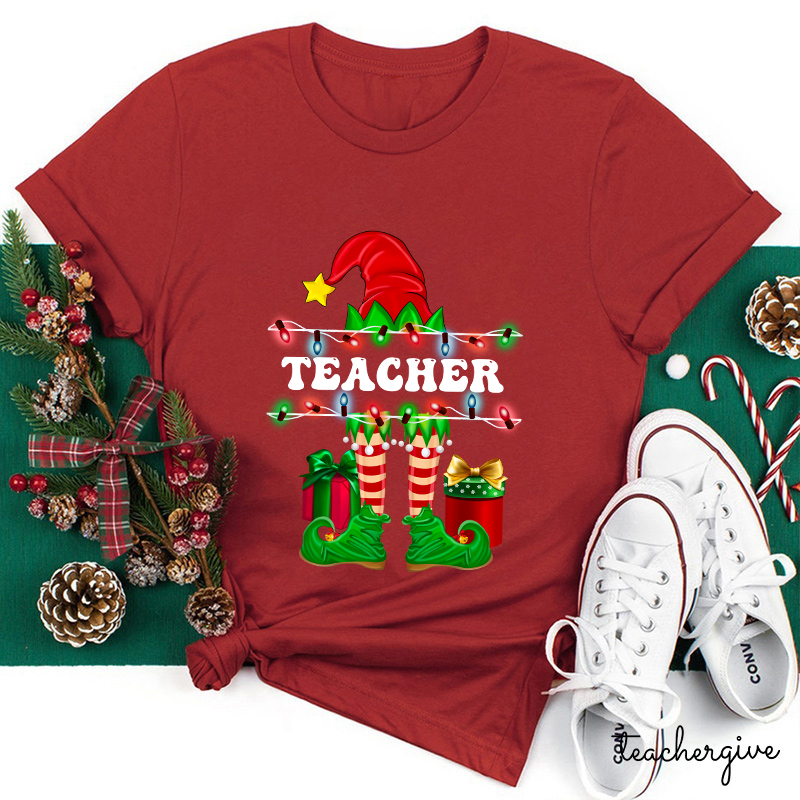 Teacher Elf Christmas Life Teacher T-Shirt