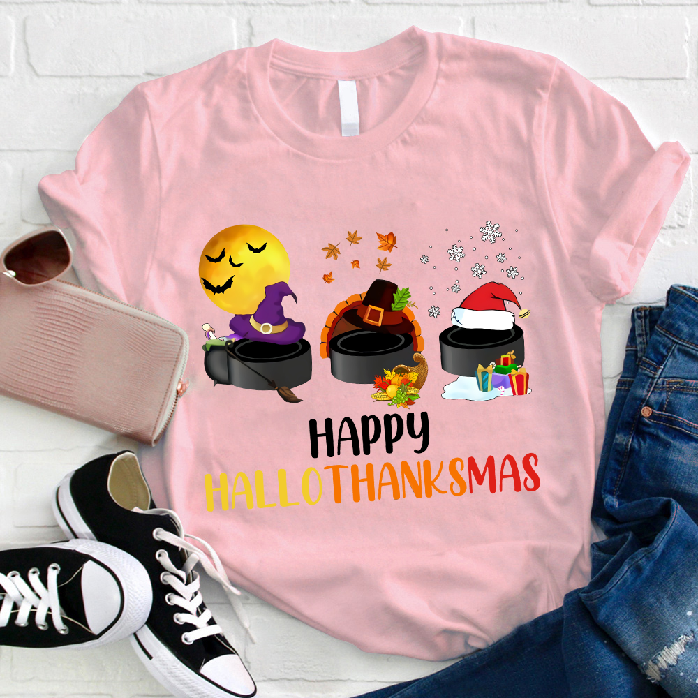 Hats Wish You Happy Hallothanksmas Teacher T-Shirt