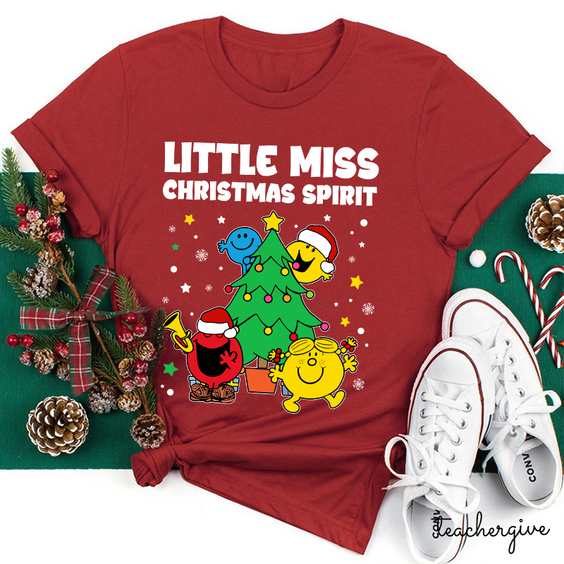 Little Miss Christmas Spirit Teacher T-Shirt