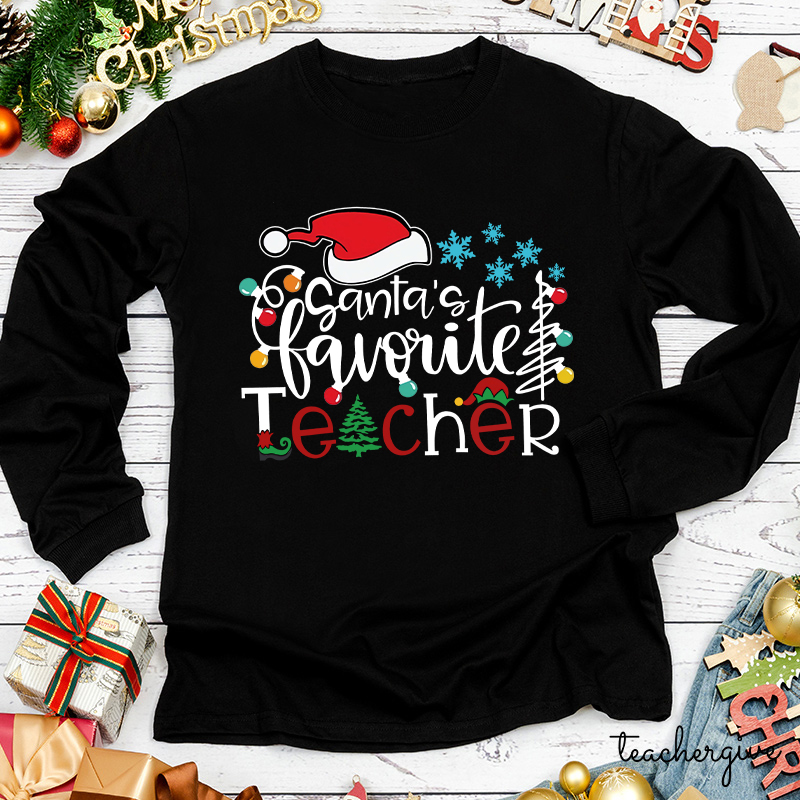 Santa's Favorite Teacher Long Sleeve T-Shirt