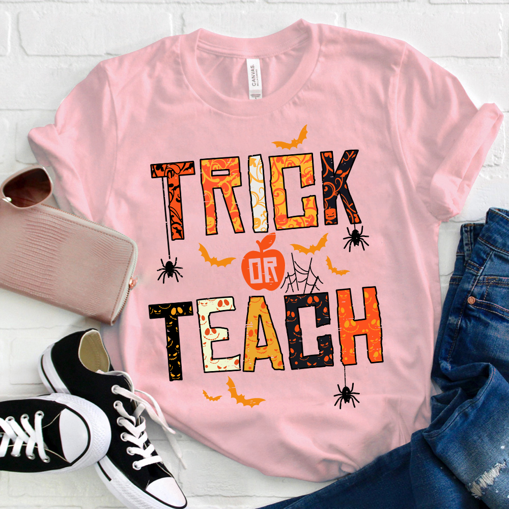 Trick Or Teach Funny Bats And Spiders T-Shirt
