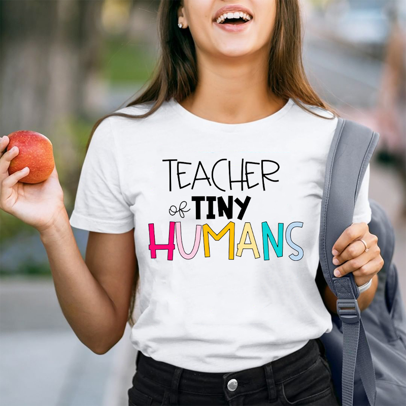 Teacher Of Tiny Humans Rainbow Letter T-Shirt