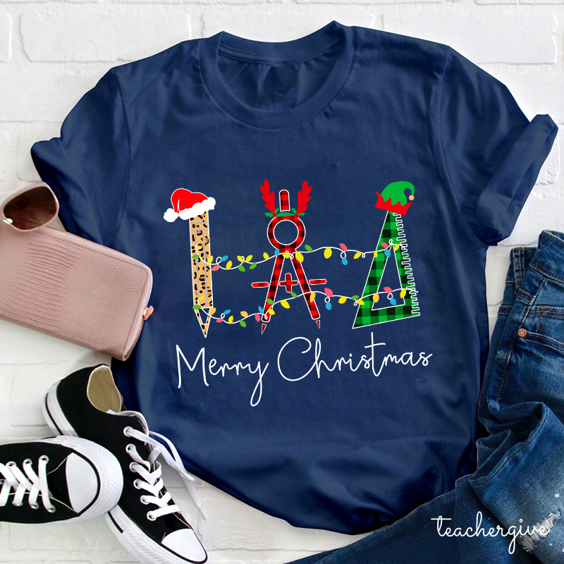 I Love Math And Merry Christmas Teacher T-Shirt