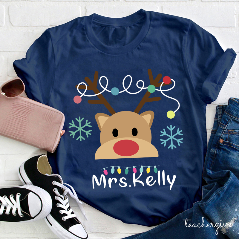 Personalized Merry Christmas Teacher T-Shirt