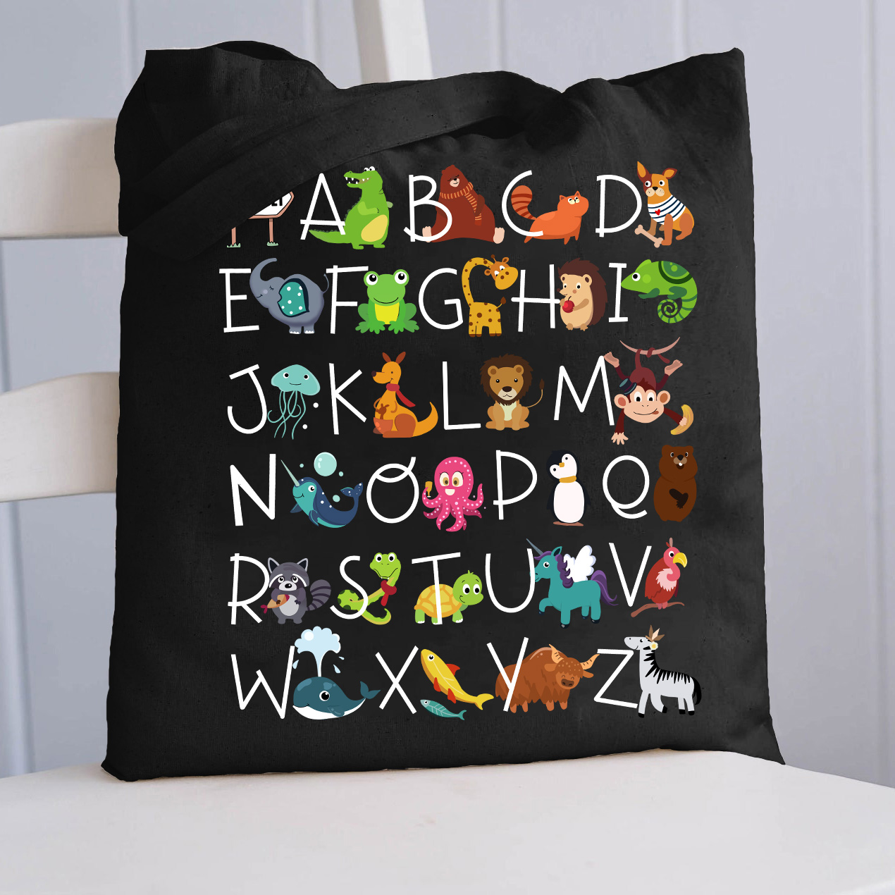 Interesting English Alphabet And Animals Tote Bag