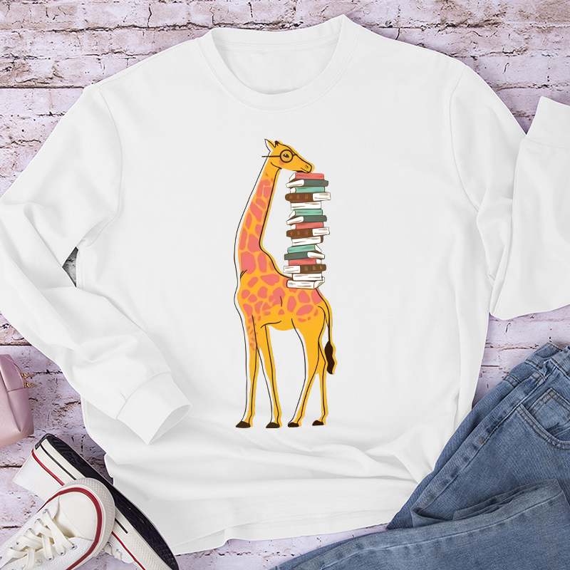 Giraffe And His Books Long Sleeve T-Shirt