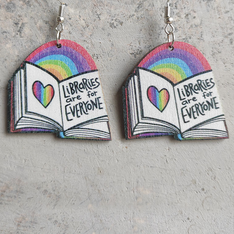 Reading Rainbow Love Wood Earrings