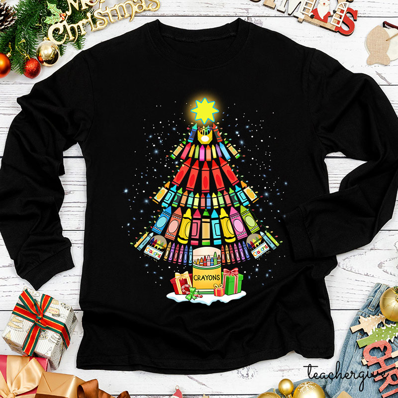 Come And Paint A Christmas Tree With Me Teacher Long Sleeve T-Shirt