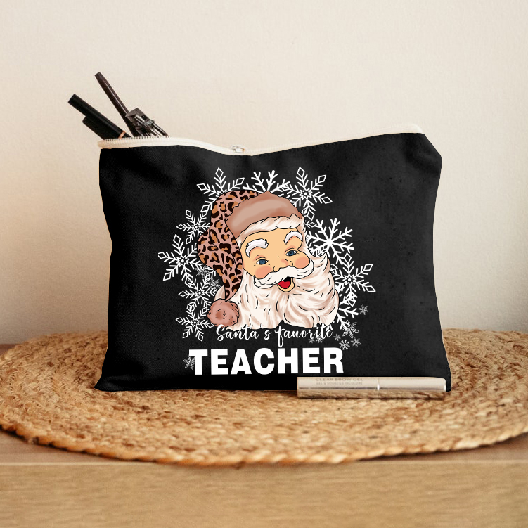 Christmas Santa's Favorite Teacher Makeup Bag