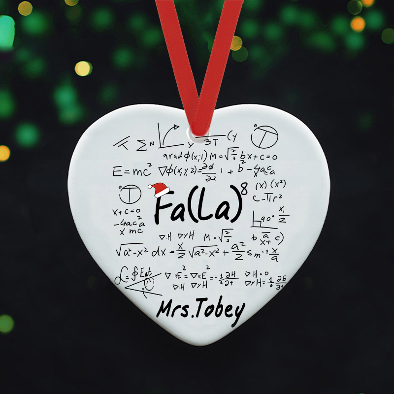 Personalized Fa La Math Teacher Ceramic Christmas Ornament