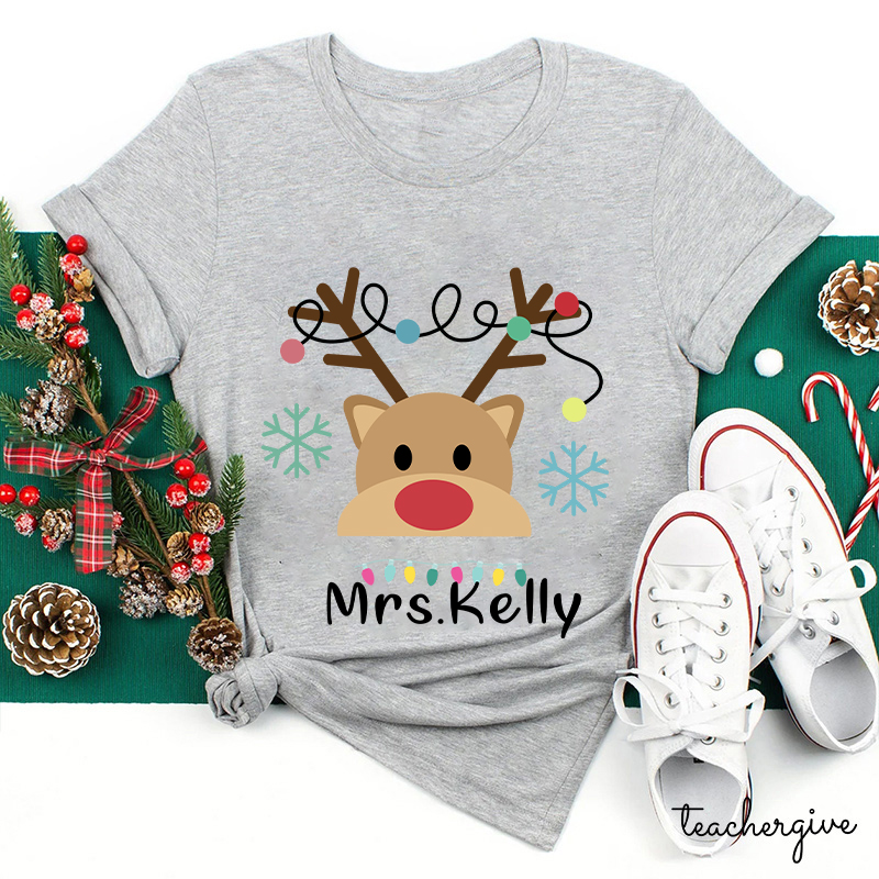 Personalized Merry Christmas Teacher T-Shirt