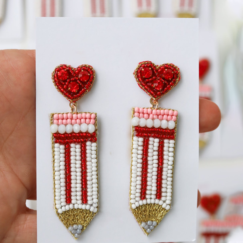 Pre-Sale Teacher Love Pencil Earrings（Delivery Estimate is Greater than 10 Business Day）