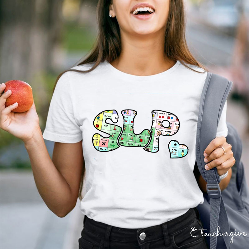 SLP Puzzle Small Heart Teacher T-Shirt