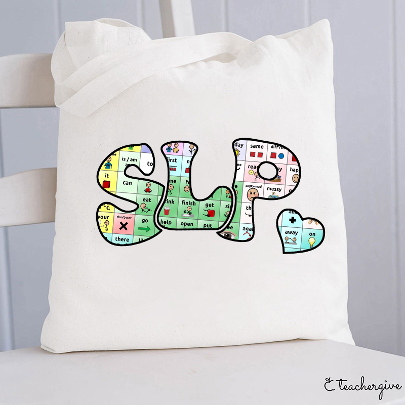 SLP Puzzle Small Heart Teacher Tote Bag