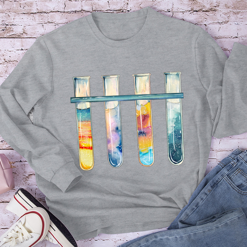 Colorful Test Tubes Teacher Long Sleeve T-Shirt