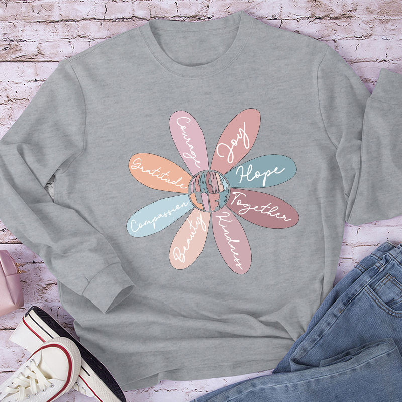 Life Is Good Letter Flower Teacher Long Sleeve T-Shirt