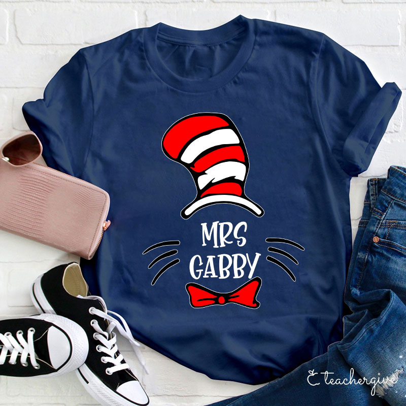 Personalized Teacher Name Cat T-Shirt