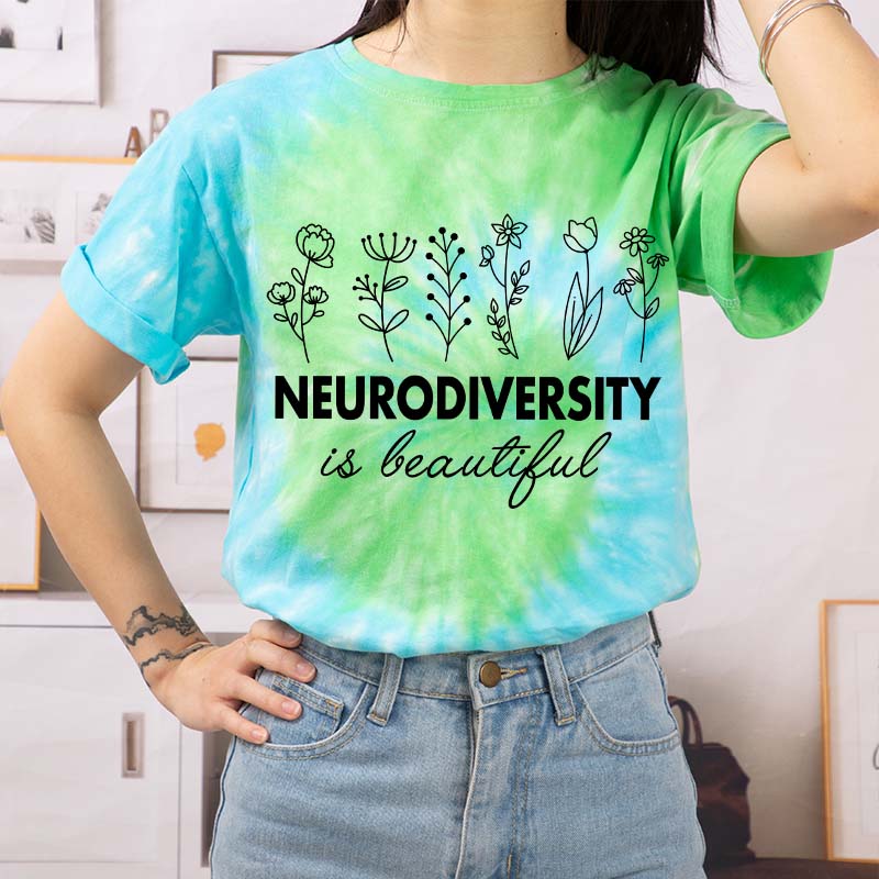 Neurodiversity Is Beautiful Teacher Tie-dye T-Shirt