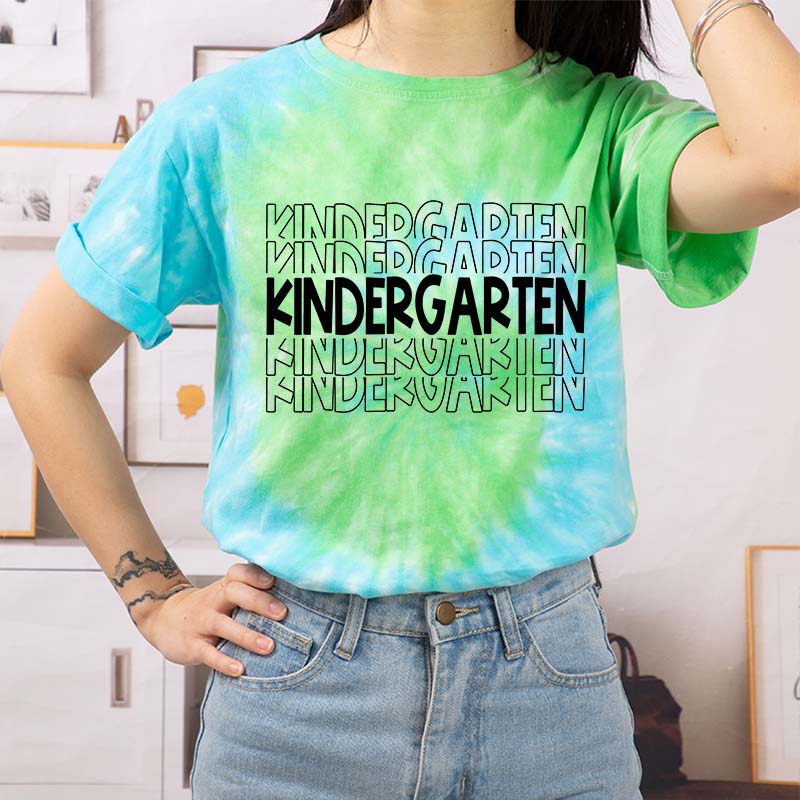 Personalized Kindergarten Teacher Tie-dye T-Shirt