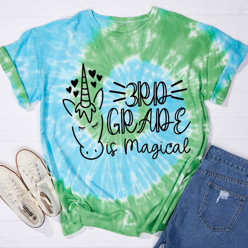 Personalized Grade Is Magical Teacher Tie-dye T-Shirt